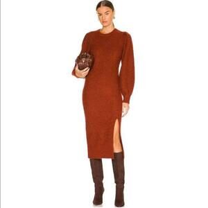 Rag & Bone Liana Rust Merino Wool Alpaca Blend Sweater Dress Midi NWT Large